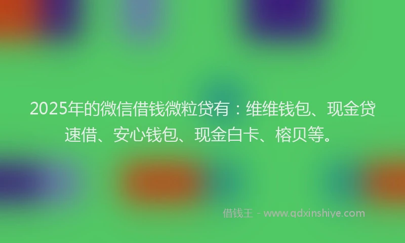 2025年的微信借钱微粒贷有：维维钱包、现金贷速借、安心钱包、现金白卡、榕贝等。