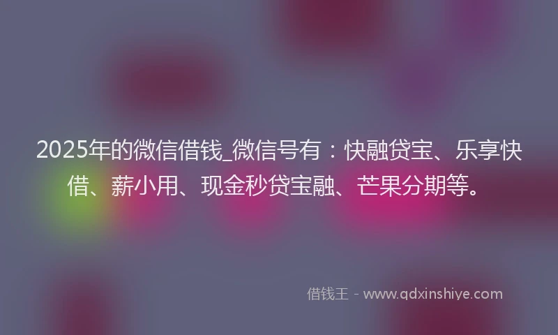 2025年的微信借钱_微信号有：快融贷宝、乐享快借、薪小用、现金秒贷宝融、芒果分期等。