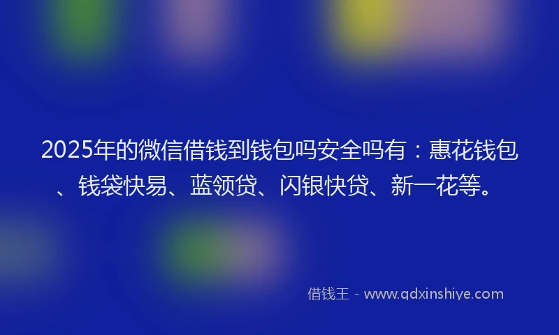 2025年的微信借钱到钱包吗安全吗有：惠花钱包、钱袋快易、蓝领贷、闪银快贷、新一花等。
