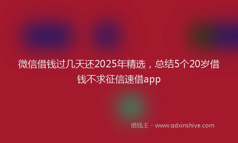 微信借钱过几天还2025年精选，总结5个20岁借钱不求征信速借app