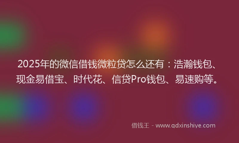 2025年的微信借钱微粒贷怎么还有：浩瀚钱包、现金易借宝、时代花、信贷Pro钱包、易速购等。