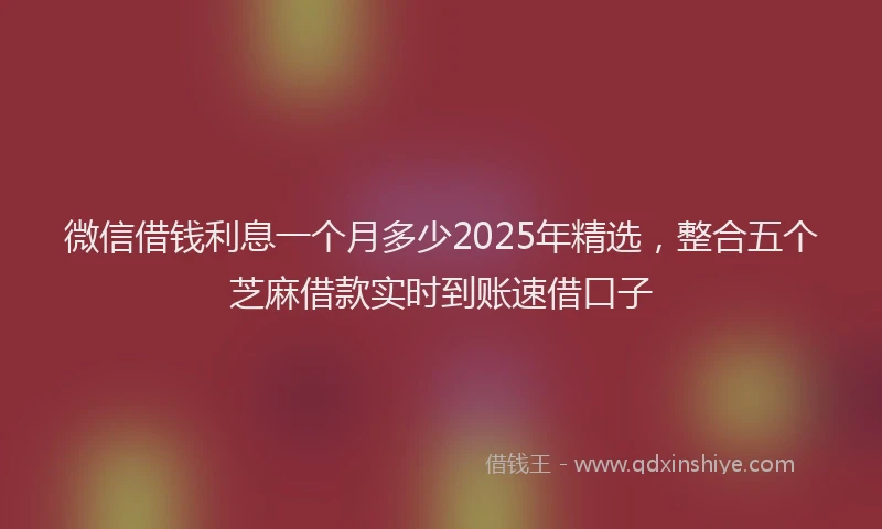微信借钱利息一个月多少2025年精选，整合五个芝麻借款实时到账速借口子