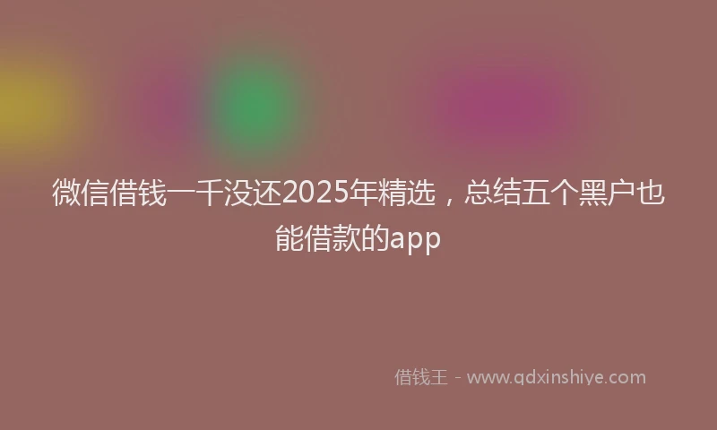 微信借钱一千没还2025年精选，总结五个黑户也能借款的app