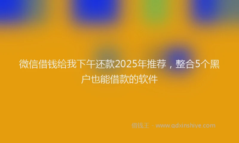 微信借钱给我下午还款2025年推荐，整合5个黑户也能借款的软件