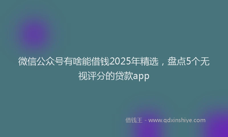 微信公众号有啥能借钱2025年精选，盘点5个无视评分的贷款app
