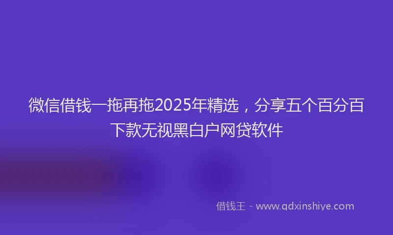 微信借钱一拖再拖2025年精选，分享五个百分百下款无视黑白户网贷软件