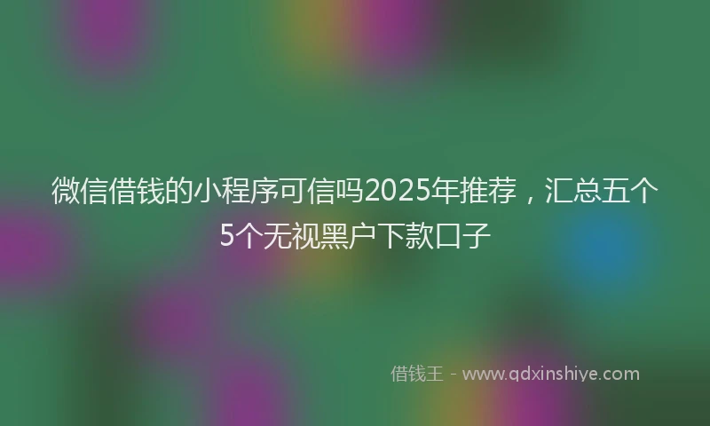 微信借钱的小程序可信吗2025年推荐，汇总五个5个无视黑户下款口子
