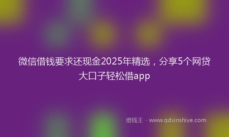微信借钱要求还现金2025年精选，分享5个网贷大口子轻松借app