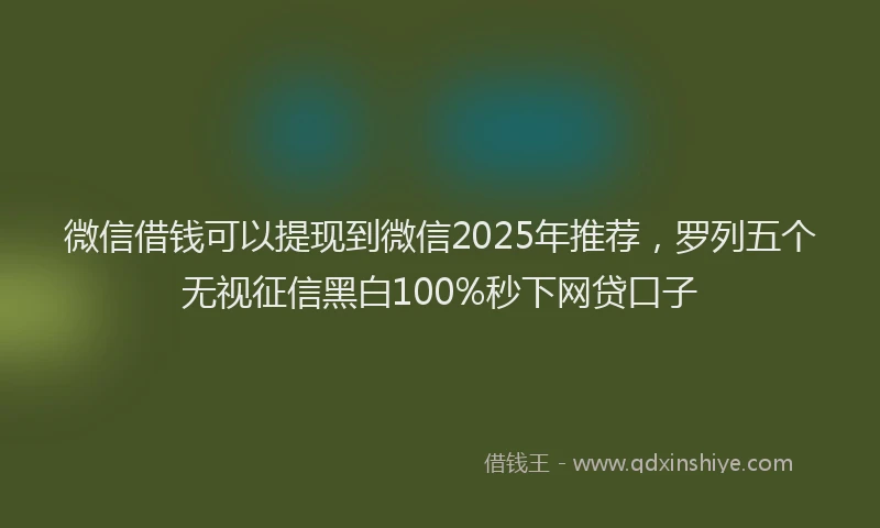 微信借钱可以提现到微信2025年推荐，罗列五个无视征信黑白100%秒下网贷口子