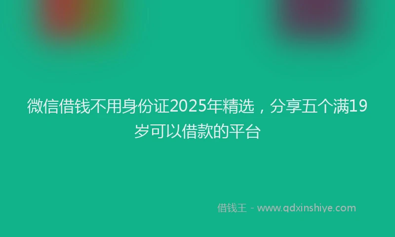 微信借钱不用身份证2025年精选，分享五个满19岁可以借款的平台