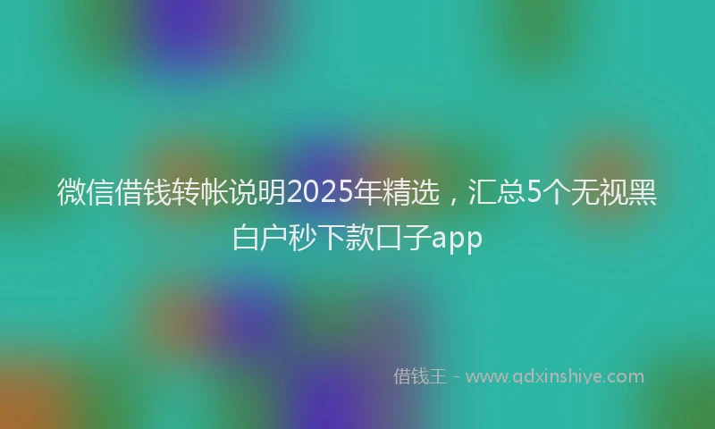 微信借钱转帐说明2025年精选，汇总5个无视黑白户秒下款口子app