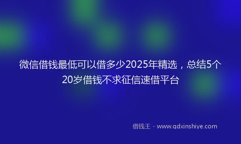 微信借钱最低可以借多少2025年精选，总结5个20岁借钱不求征信速借平台