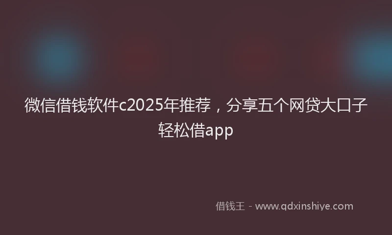 微信借钱软件c2025年推荐，分享五个网贷大口子轻松借app