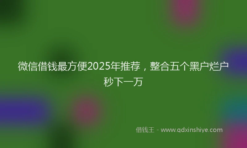 微信借钱最方便2025年推荐，整合五个黑户烂户秒下一万