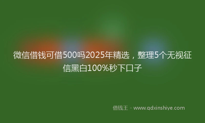 微信借钱可借500吗2025年精选，整理5个无视征信黑白100%秒下口子