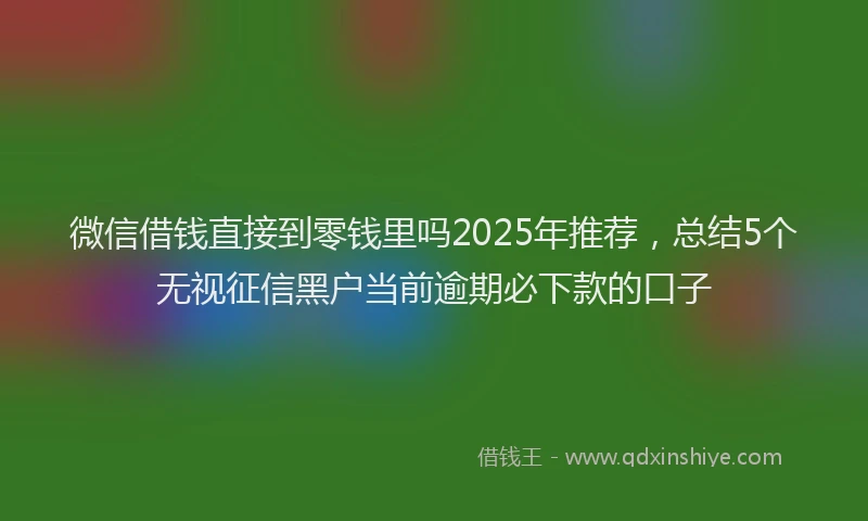微信借钱直接到零钱里吗2025年推荐，总结5个无视征信黑户当前逾期必下款的口子
