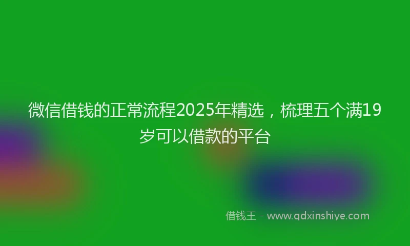 微信借钱的正常流程2025年精选，梳理五个满19岁可以借款的平台