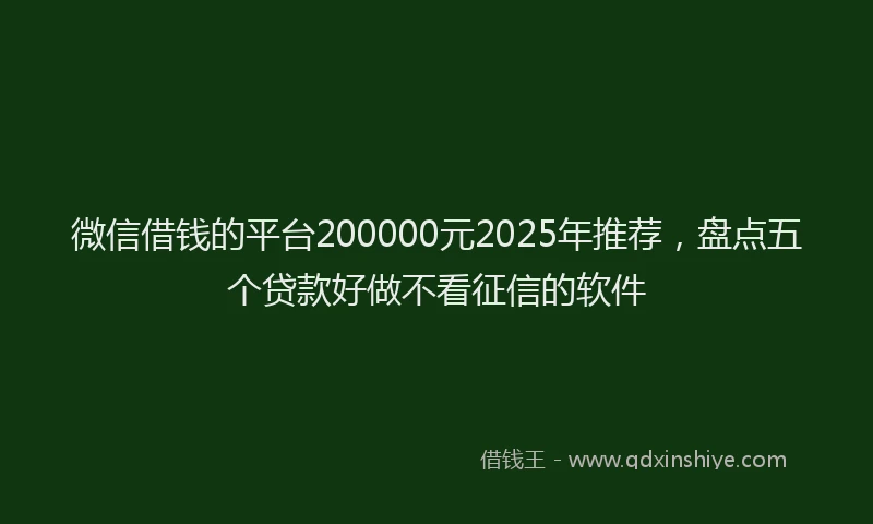 微信借钱的平台200000元2025年推荐，盘点五个贷款好做不看征信的软件