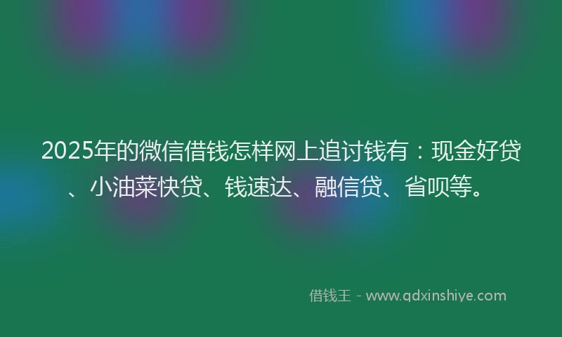 2025年的微信借钱怎样网上追讨钱有：现金好贷、小油菜快贷、钱速达、融信贷、省呗等。