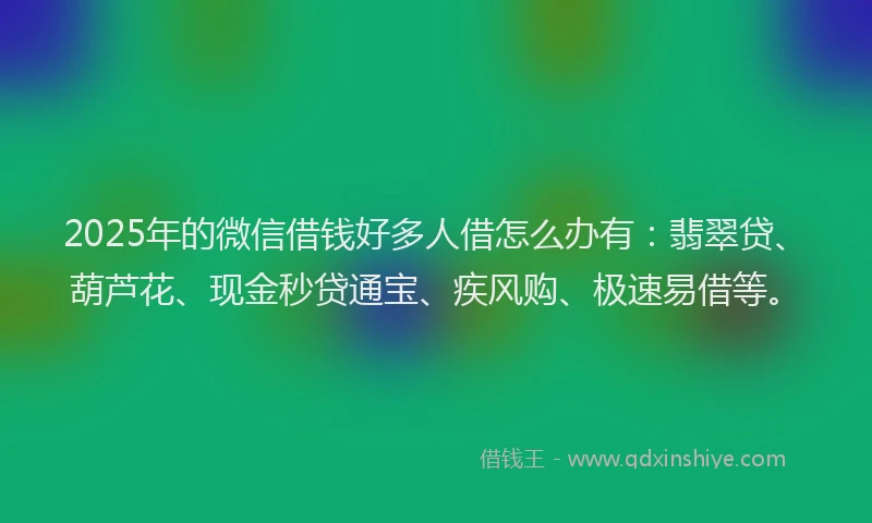 2025年的微信借钱好多人借怎么办有：翡翠贷、葫芦花、现金秒贷通宝、疾风购、极速易借等。