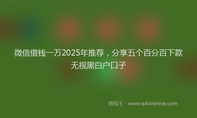 微信借钱一万2025年推荐，分享五个百分百下款无视黑白户口子