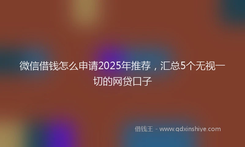 微信借钱怎么申请2025年推荐，汇总5个无视一切的网贷口子