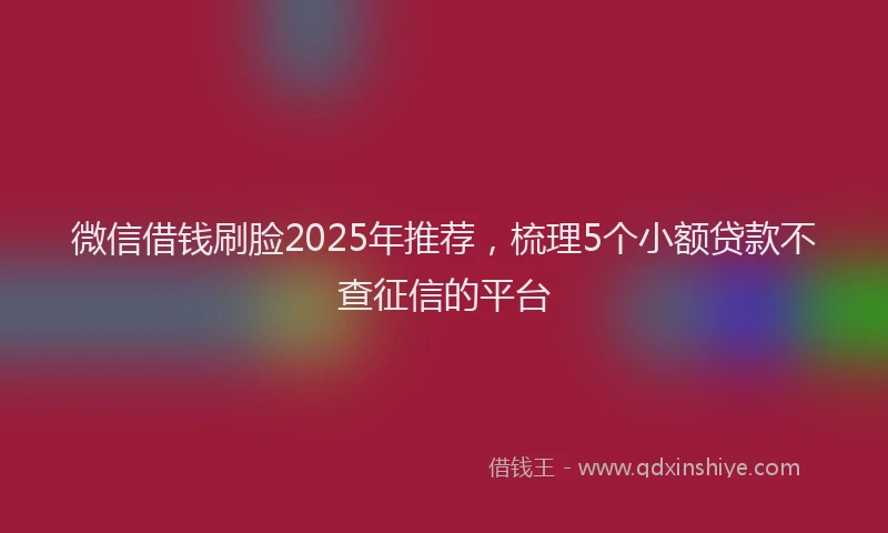 微信借钱刷脸2025年推荐，梳理5个小额贷款不查征信的平台
