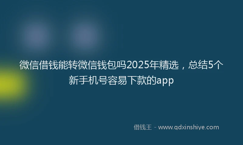 微信借钱能转微信钱包吗2025年精选，总结5个新手机号容易下款的app