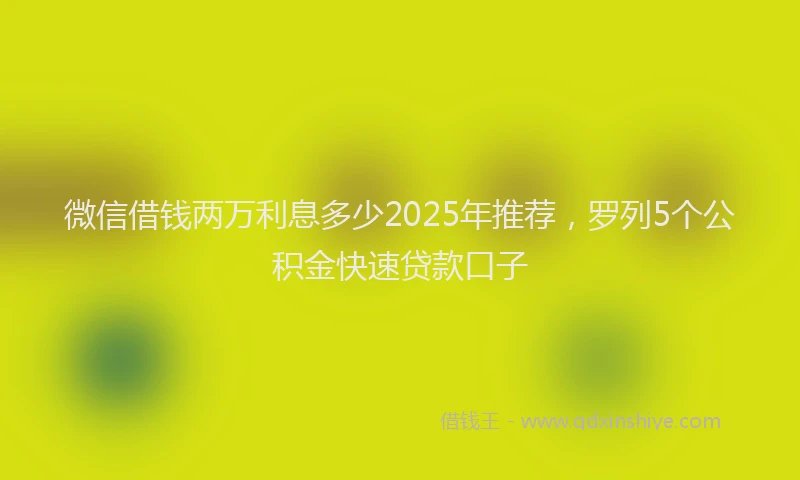 微信借钱两万利息多少2025年推荐，罗列5个公积金快速贷款口子