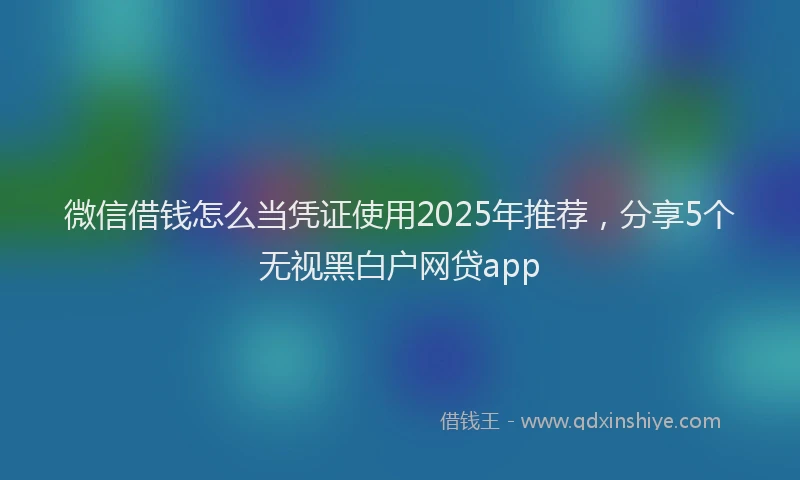 微信借钱怎么当凭证使用2025年推荐，分享5个无视黑白户网贷app