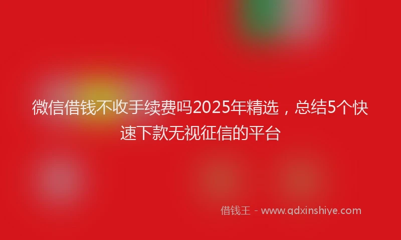 微信借钱不收手续费吗2025年精选，总结5个快速下款无视征信的平台