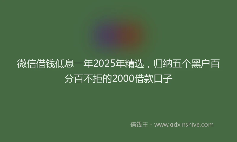 微信借钱低息一年2025年精选，归纳五个黑户百分百不拒的2000借款口子