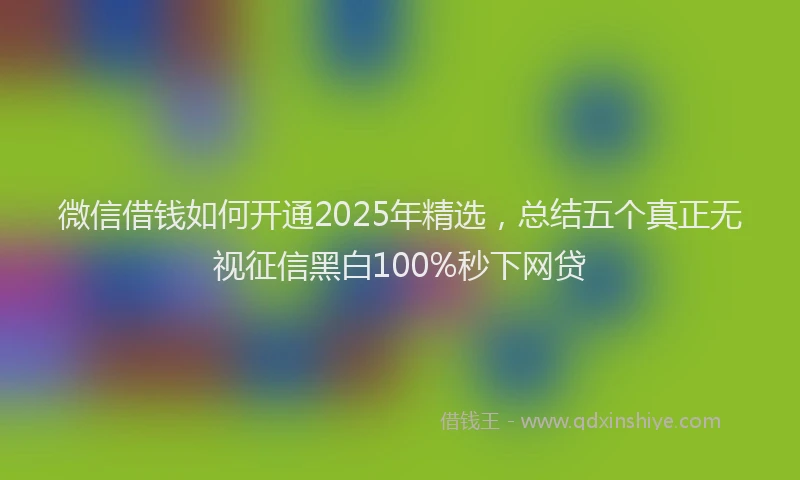 微信借钱如何开通2025年精选，总结五个真正无视征信黑白100%秒下网贷