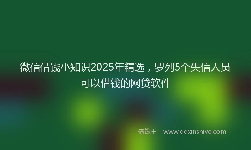 微信借钱小知识2025年精选，罗列5个失信人员可以借钱的网贷软件