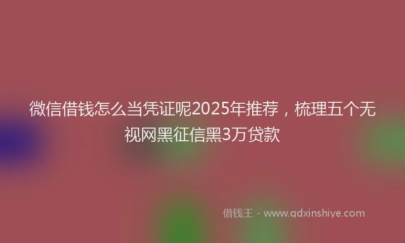 微信借钱怎么当凭证呢2025年推荐，梳理五个无视网黑征信黑3万贷款