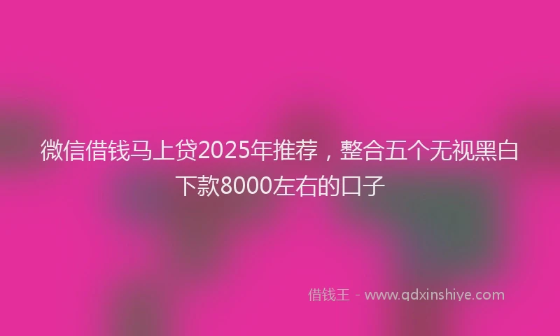 微信借钱马上贷2025年推荐，整合五个无视黑白下款8000左右的口子