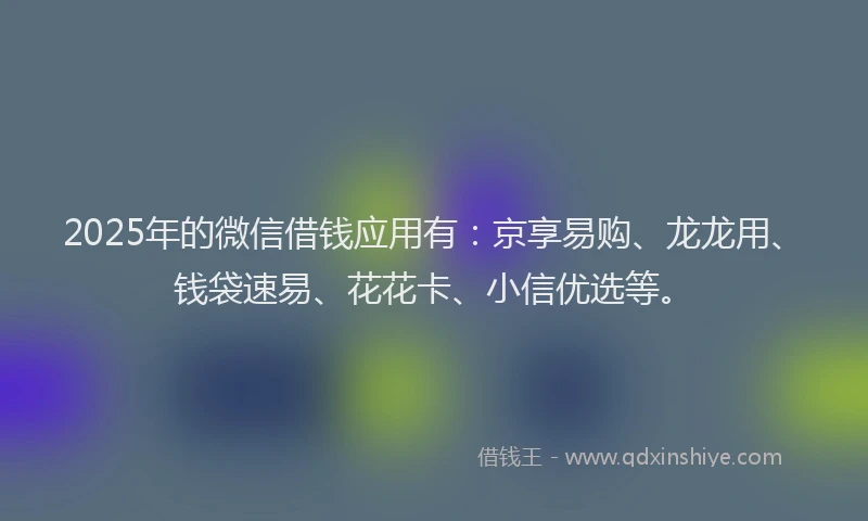 2025年的微信借钱应用有：京享易购、龙龙用、钱袋速易、花花卡、小信优选等。