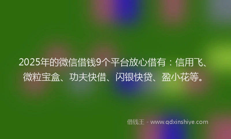 2025年的微信借钱9个平台放心借有：信用飞、微粒宝盒、功夫快借、闪银快贷、盈小花等。