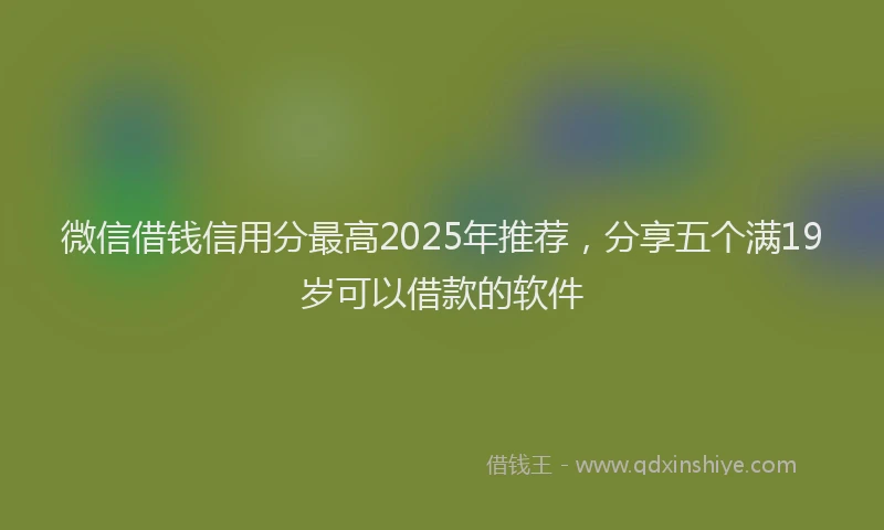 微信借钱信用分最高2025年推荐，分享五个满19岁可以借款的软件