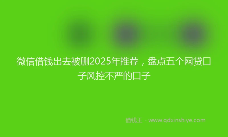 微信借钱出去被删2025年推荐，盘点五个网贷口子风控不严的口子