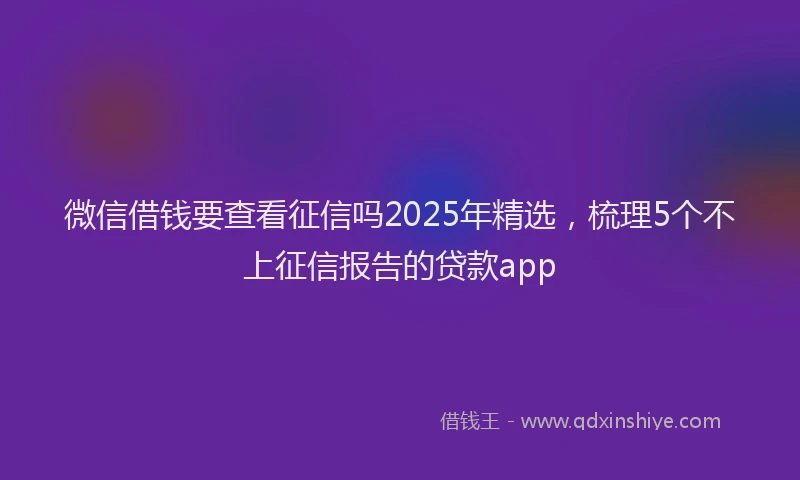 微信借钱要查看征信吗2025年精选，梳理5个不上征信报告的贷款app