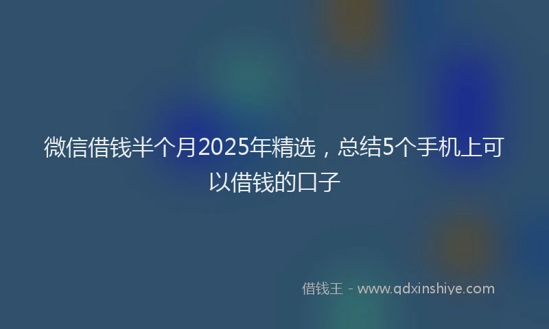 微信借钱半个月2025年精选，总结5个手机上可以借钱的口子