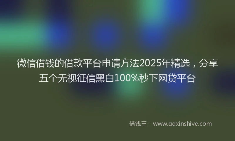 微信借钱的借款平台申请方法2025年精选，分享五个无视征信黑白100%秒下网贷平台