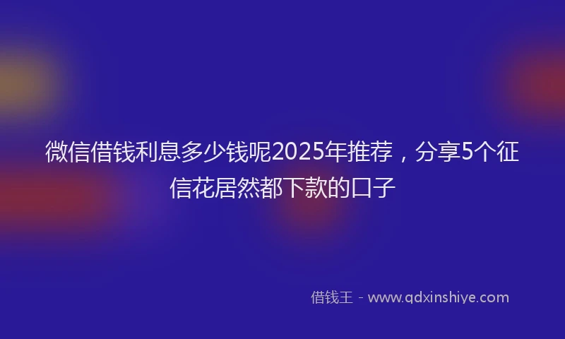 微信借钱利息多少钱呢2025年推荐，分享5个征信花居然都下款的口子