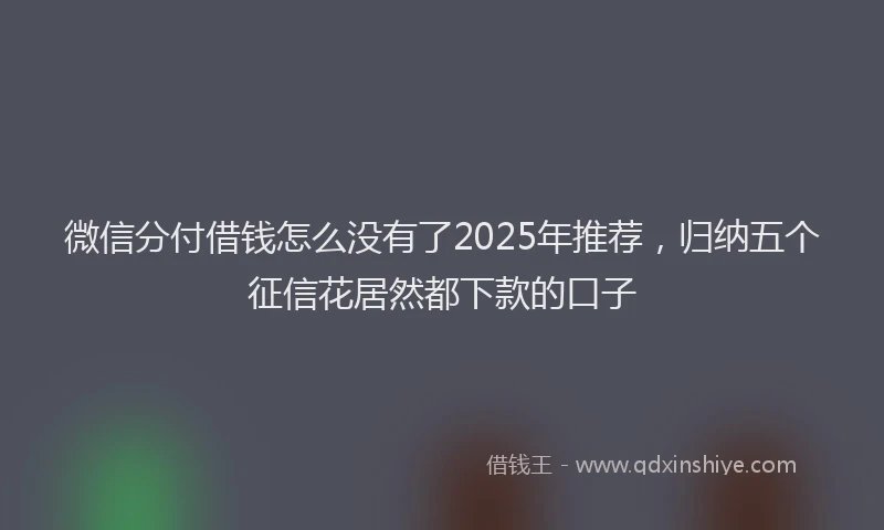 微信分付借钱怎么没有了2025年推荐，归纳五个征信花居然都下款的口子