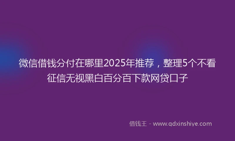 微信借钱分付在哪里2025年推荐，整理5个不看征信无视黑白百分百下款网贷口子