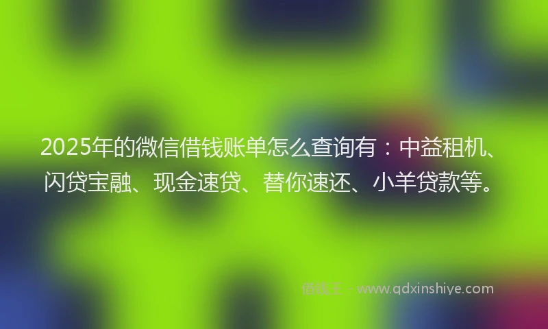 2025年的微信借钱账单怎么查询有：中益租机、闪贷宝融、现金速贷、替你速还、小羊贷款等。