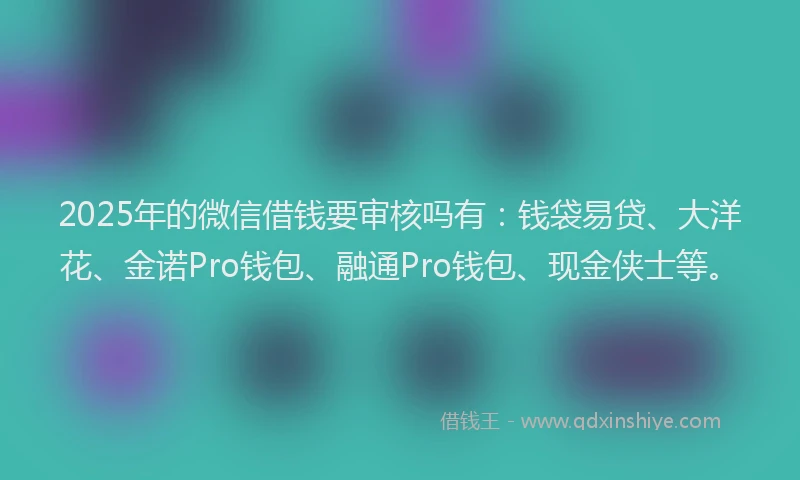 2025年的微信借钱要审核吗有：钱袋易贷、大洋花、金诺Pro钱包、融通Pro钱包、现金侠士等。