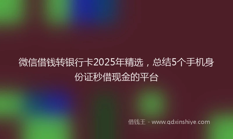微信借钱转银行卡2025年精选，总结5个手机身份证秒借现金的平台