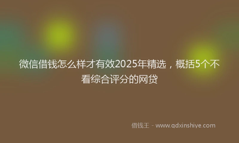 微信借钱怎么样才有效2025年精选，概括5个不看综合评分的网贷